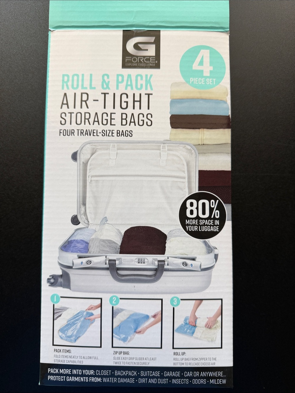 G/FORCE Roll & Pack Air-Tight Storage Bags -4 Piece Set